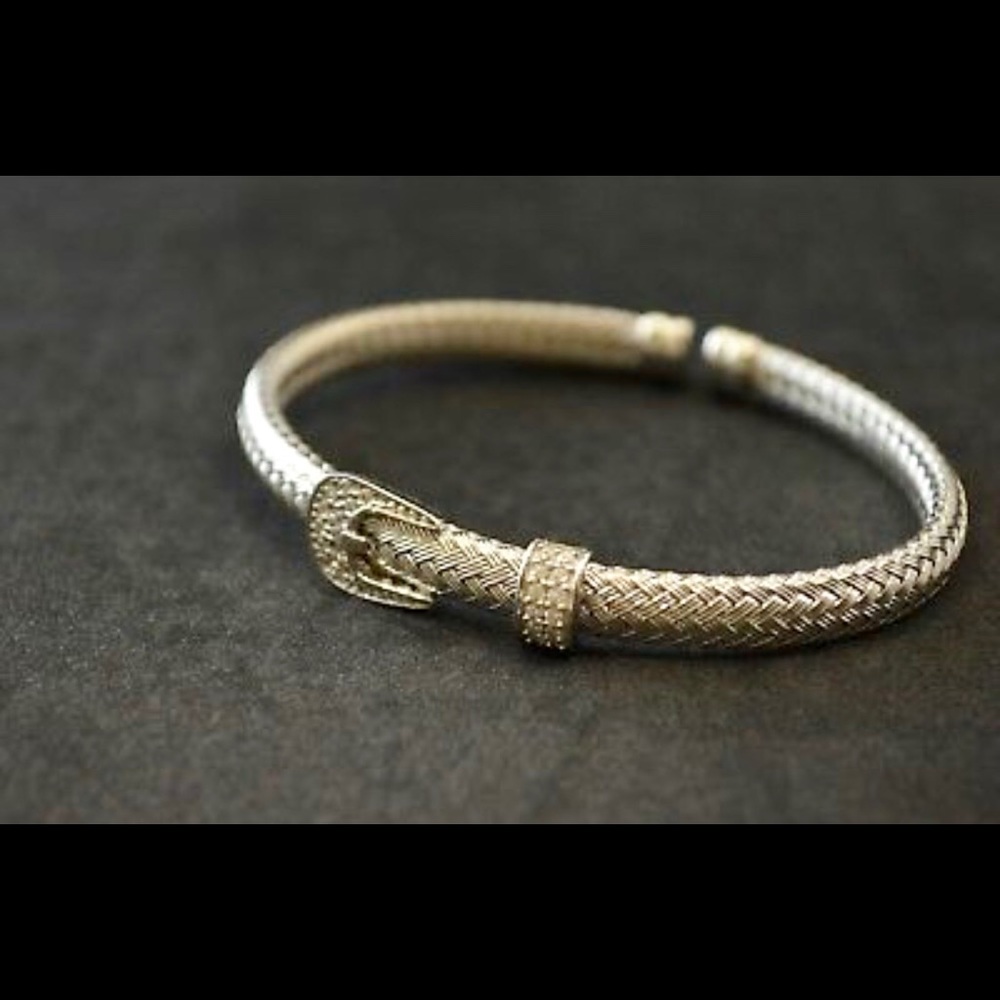 Charles Garnier sterling silver cuff w/ CZ buckle